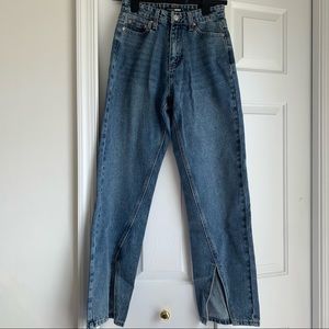 Slit front jeans